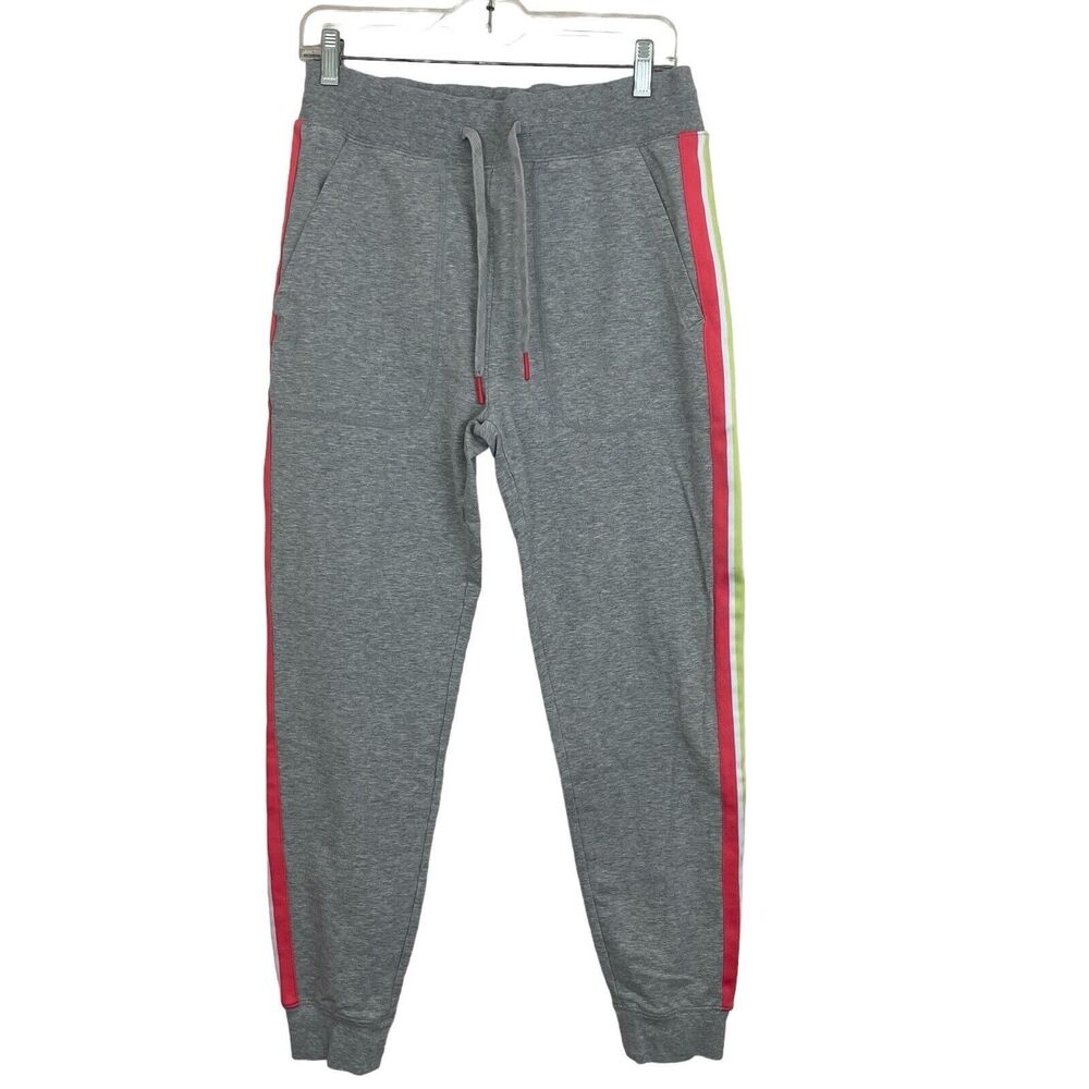 Psycho Bunny Gray Jogger Sweatpants Mens Size Small Orange Green Side Stripes